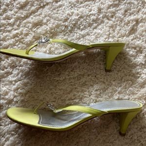 Lime green medium heel sandals